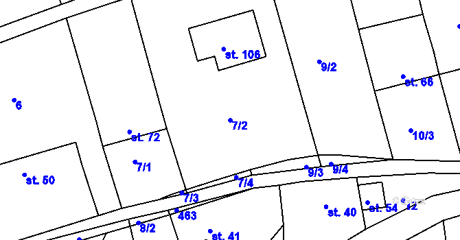 Parcela st. 7/2 v KÚ Javorovec, Katastrální mapa