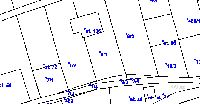 Parcela st. 9/1 v KÚ Javorovec, Katastrální mapa