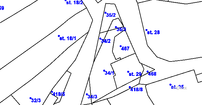 Parcela st. 35/1 v KÚ Javorovec, Katastrální mapa