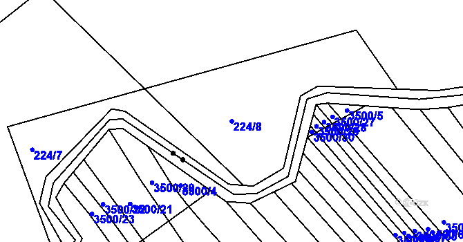 Parcela st. 224/8 v KÚ Javorovec, Katastrální mapa