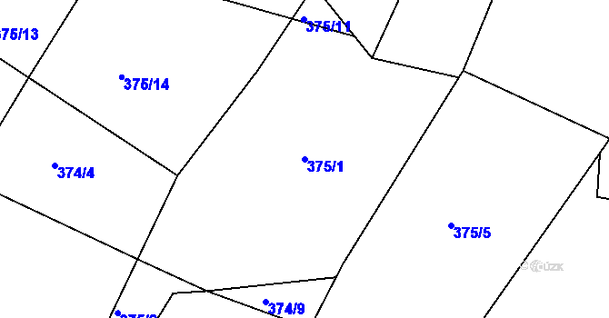 Parcela st. 375/1 v KÚ Javorovec, Katastrální mapa