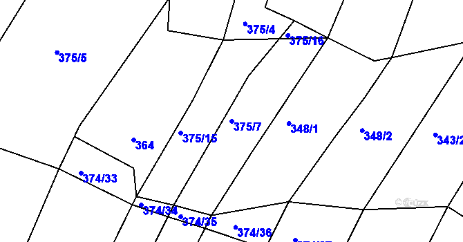 Parcela st. 375/7 v KÚ Javorovec, Katastrální mapa