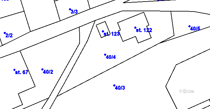 Parcela st. 40/4 v KÚ Javorovec, Katastrální mapa