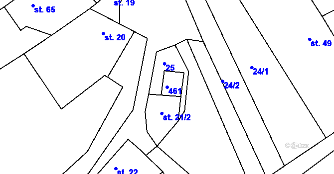 Parcela st. 461 v KÚ Javorovec, Katastrální mapa