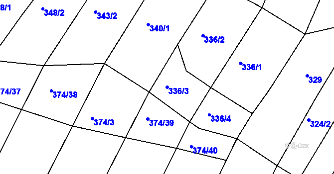 Parcela st. 336/3 v KÚ Javorovec, Katastrální mapa