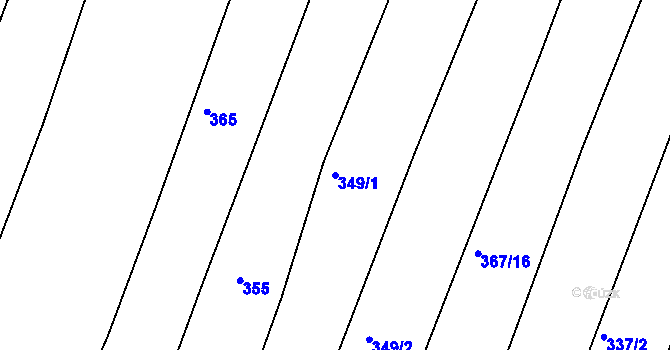 Parcela st. 349/1 v KÚ Javorovec, Katastrální mapa