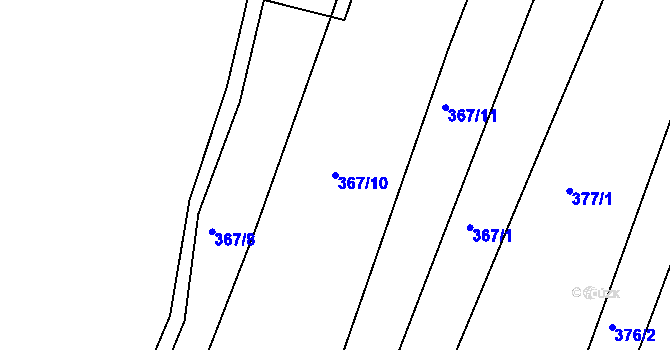 Parcela st. 367/10 v KÚ Javorovec, Katastrální mapa