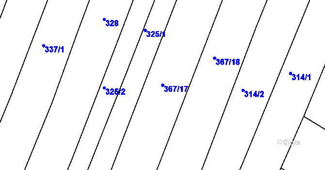 Parcela st. 367/17 v KÚ Javorovec, Katastrální mapa