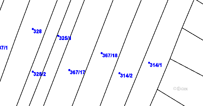 Parcela st. 367/18 v KÚ Javorovec, Katastrální mapa