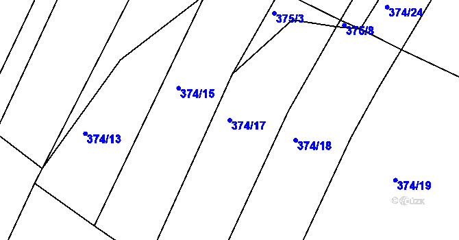 Parcela st. 374/17 v KÚ Javorovec, Katastrální mapa