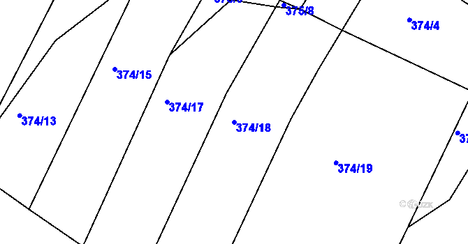 Parcela st. 374/18 v KÚ Javorovec, Katastrální mapa