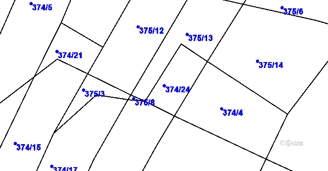 Parcela st. 374/24 v KÚ Javorovec, Katastrální mapa