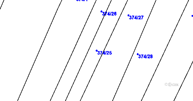 Parcela st. 374/25 v KÚ Javorovec, Katastrální mapa