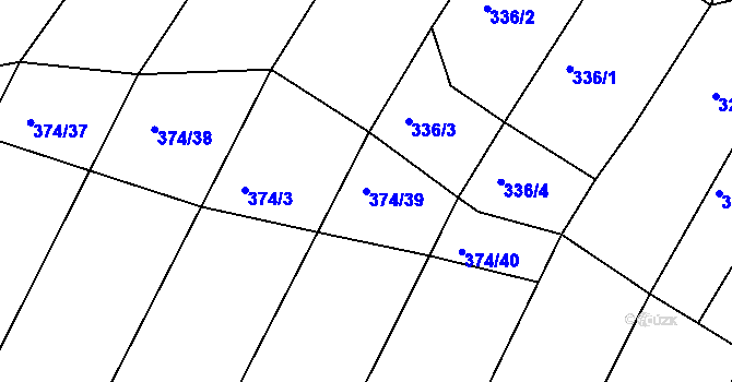 Parcela st. 374/39 v KÚ Javorovec, Katastrální mapa