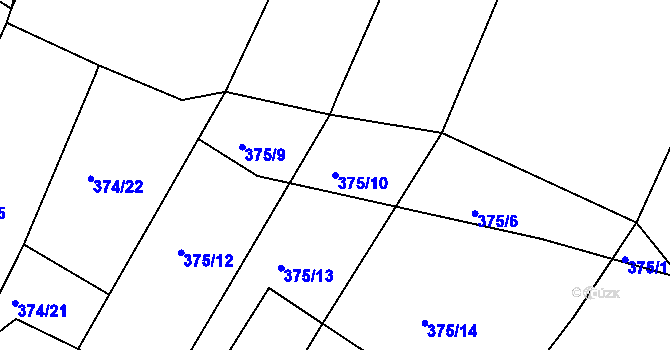 Parcela st. 375/10 v KÚ Javorovec, Katastrální mapa