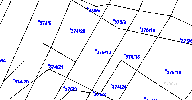 Parcela st. 375/12 v KÚ Javorovec, Katastrální mapa