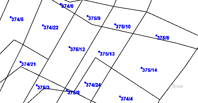 Parcela st. 375/13 v KÚ Javorovec, Katastrální mapa