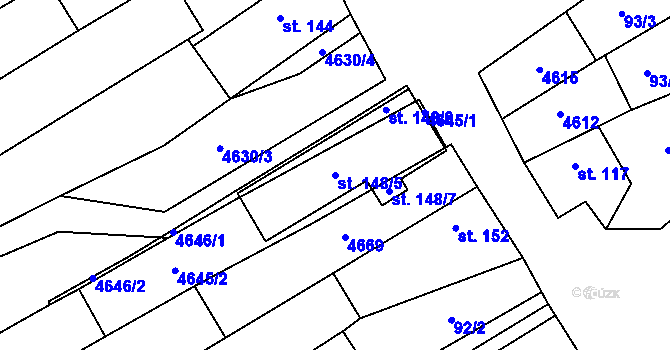 Parcela st. 148/5 v KÚ Mistřice I, Katastrální mapa