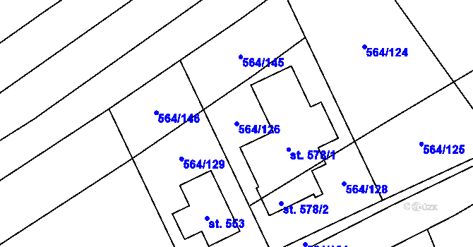 Parcela st. 564/126 v KÚ Mistřice I, Katastrální mapa