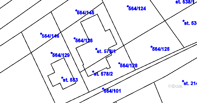 Parcela st. 564/127 v KÚ Mistřice I, Katastrální mapa