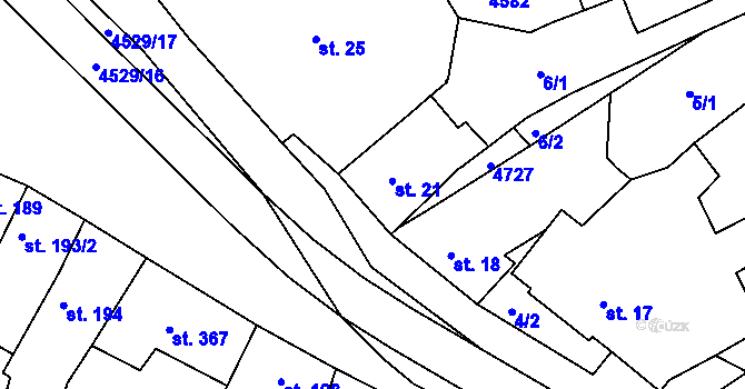 Parcela st. 21 v KÚ Mistřice I, Katastrální mapa