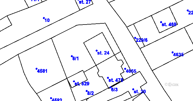 Parcela st. 24 v KÚ Mistřice I, Katastrální mapa