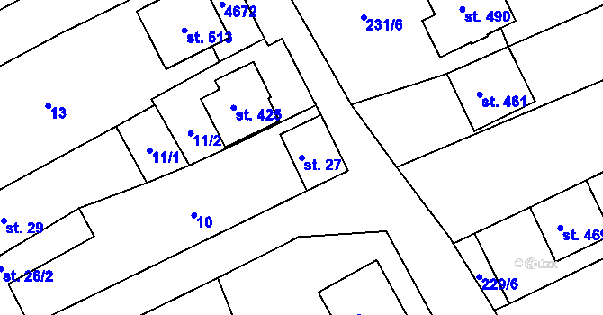Parcela st. 27 v KÚ Mistřice I, Katastrální mapa