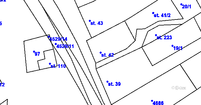Parcela st. 42 v KÚ Mistřice I, Katastrální mapa