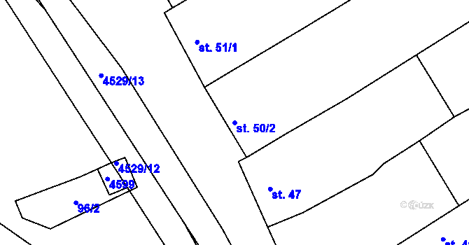 Parcela st. 50/2 v KÚ Mistřice I, Katastrální mapa