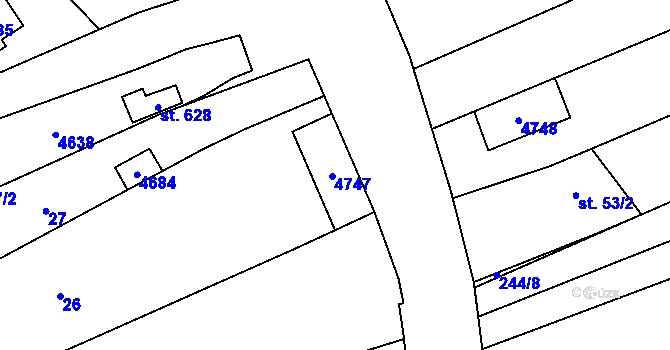 Parcela st. 53/1 v KÚ Mistřice I, Katastrální mapa