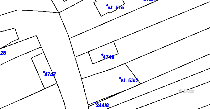 Parcela st. 53/3 v KÚ Mistřice I, Katastrální mapa