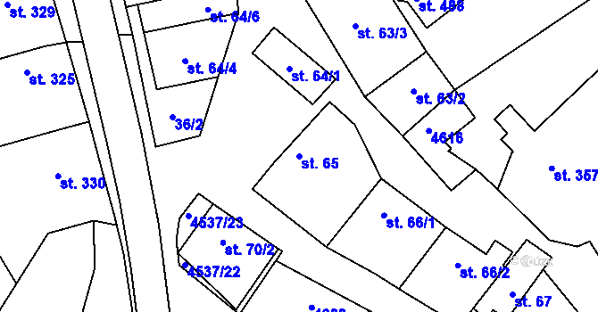 Parcela st. 65 v KÚ Mistřice I, Katastrální mapa