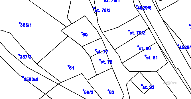 Parcela st. 77 v KÚ Mistřice I, Katastrální mapa