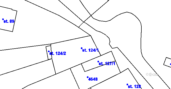 Parcela st. 124 v KÚ Mistřice I, Katastrální mapa