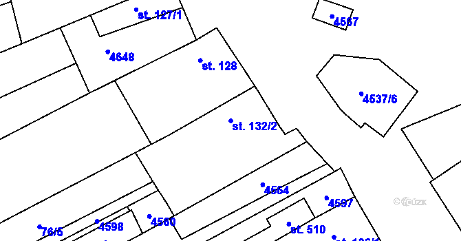Parcela st. 132/2 v KÚ Mistřice I, Katastrální mapa