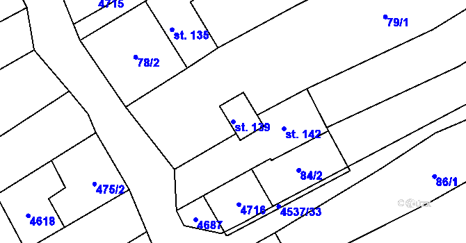 Parcela st. 139 v KÚ Mistřice I, Katastrální mapa