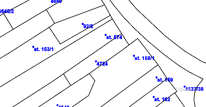 Parcela st. 155 v KÚ Mistřice I, Katastrální mapa