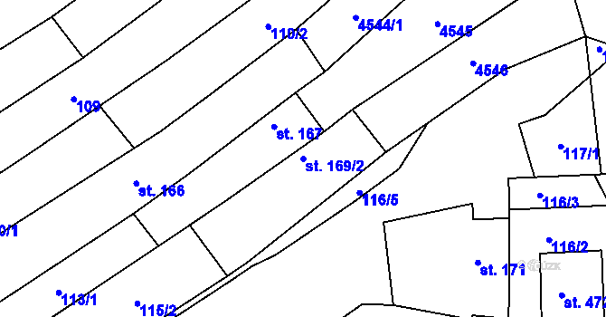 Parcela st. 169/2 v KÚ Mistřice I, Katastrální mapa
