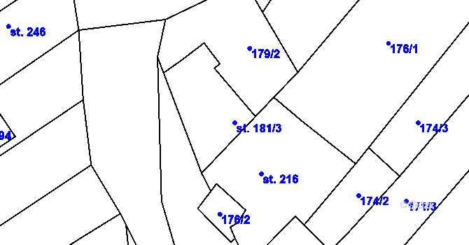Parcela st. 181/3 v KÚ Mistřice I, Katastrální mapa