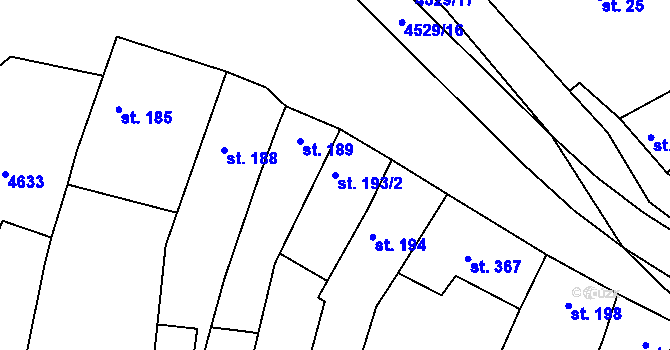 Parcela st. 193/2 v KÚ Mistřice I, Katastrální mapa