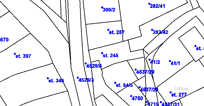 Parcela st. 245 v KÚ Mistřice I, Katastrální mapa