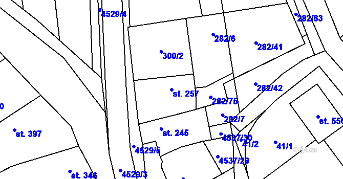 Parcela st. 257 v KÚ Mistřice I, Katastrální mapa