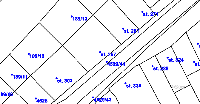 Parcela st. 267 v KÚ Mistřice I, Katastrální mapa