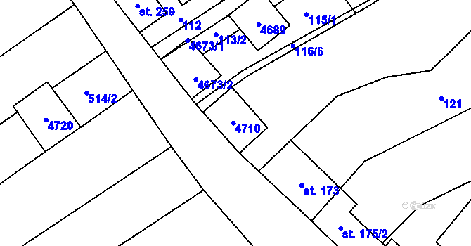 Parcela st. 268 v KÚ Mistřice I, Katastrální mapa