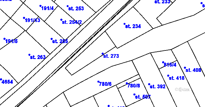 Parcela st. 273 v KÚ Mistřice I, Katastrální mapa