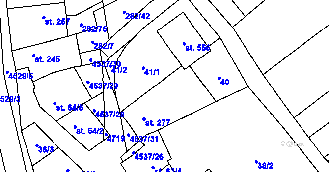 Parcela st. 277 v KÚ Mistřice I, Katastrální mapa