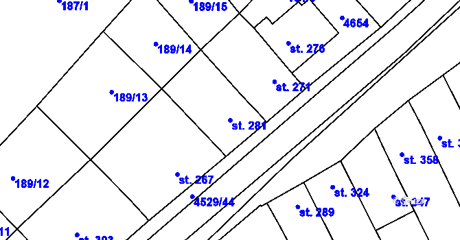 Parcela st. 281 v KÚ Mistřice I, Katastrální mapa