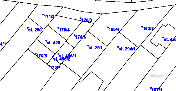 Parcela st. 291 v KÚ Mistřice I, Katastrální mapa