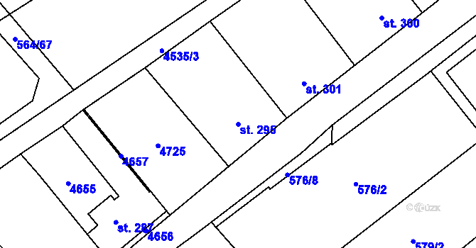 Parcela st. 295 v KÚ Mistřice I, Katastrální mapa