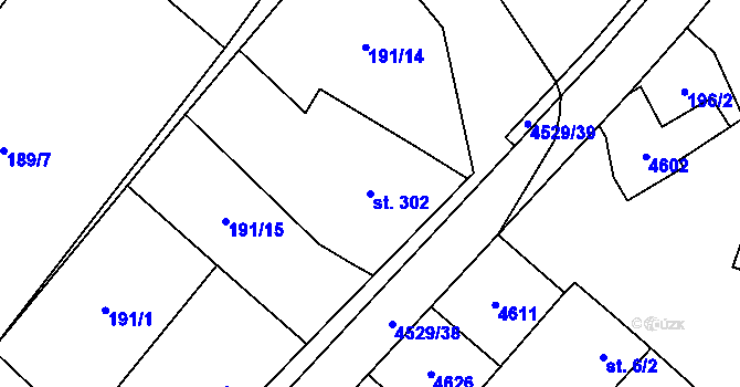 Parcela st. 302 v KÚ Mistřice I, Katastrální mapa
